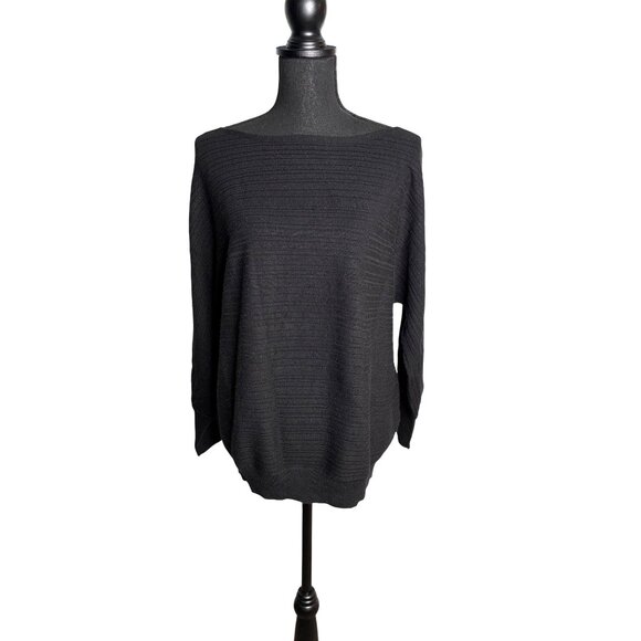 Chico's Women's Modern Rib Detail Black Pullover Sweater 1/M NWT - Picture 1 of 9